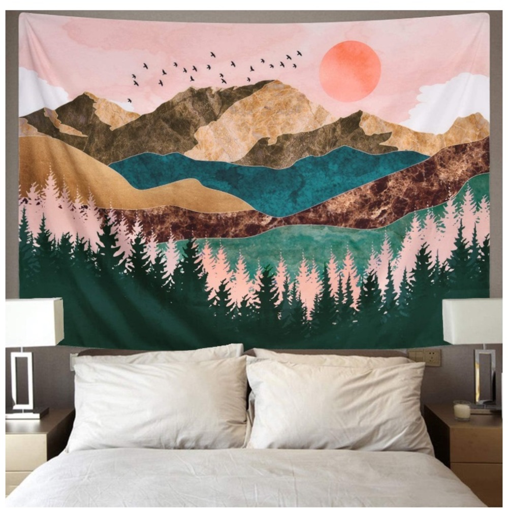 Retro Colorful Mountain Sunset Modern Nature Wall Tapestry/Pop Art - Picture 6 of 7